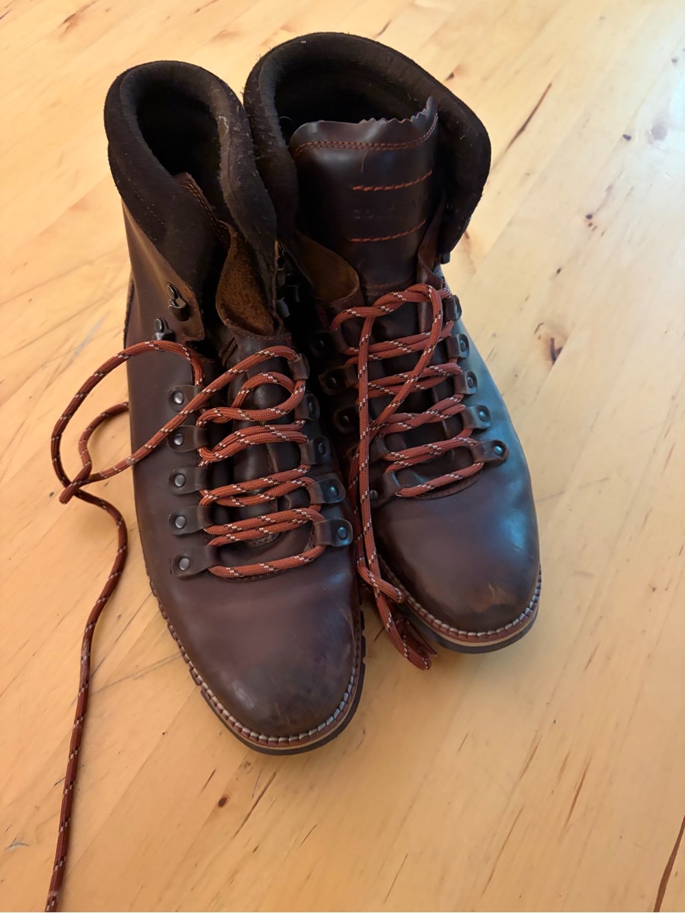 Cole Haan Men's Dark Brown Leather Lace-Up Hiking Boots